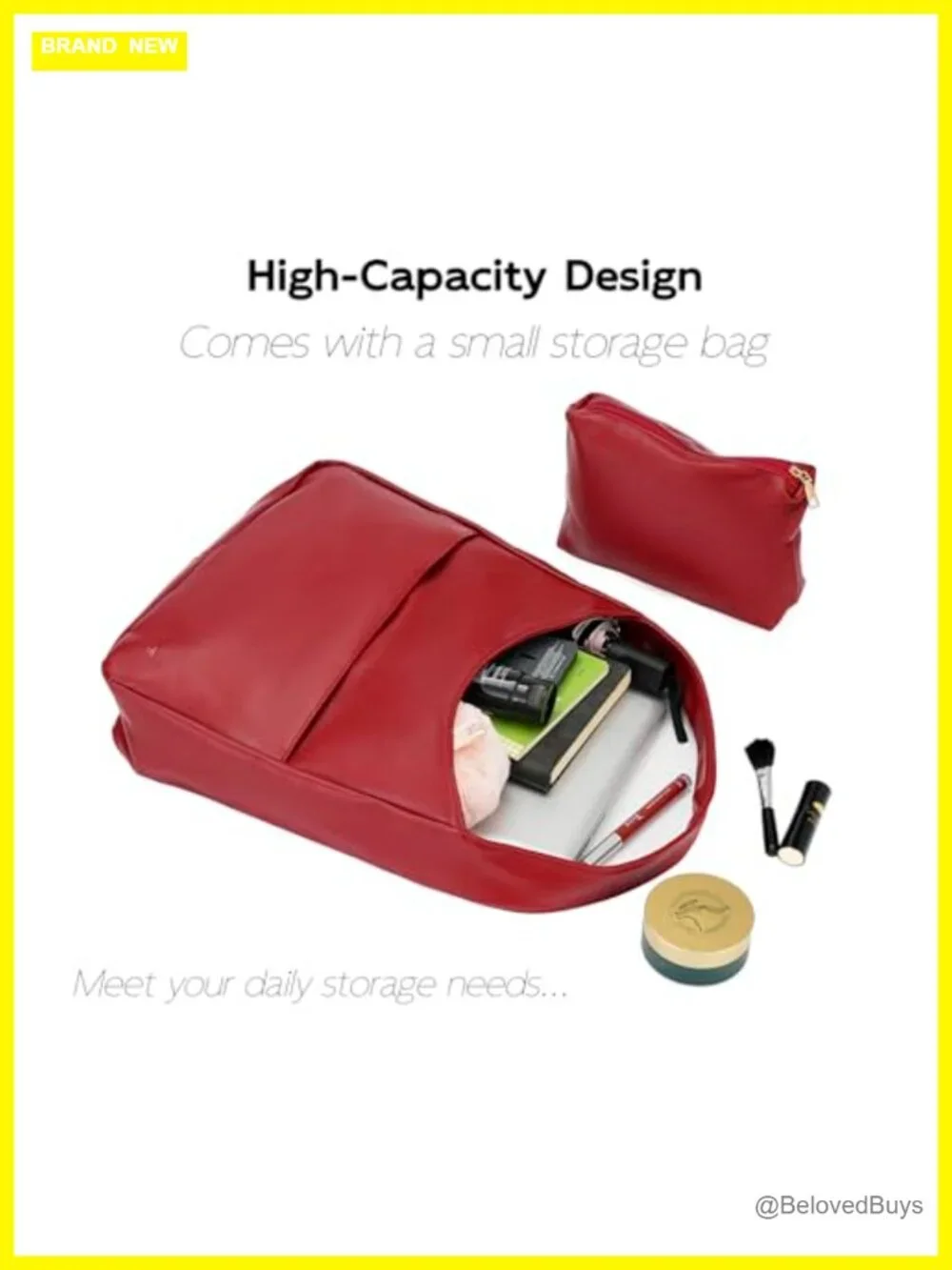 Faux Leather Hobo Tote Bag Set with Wide Strap for Work Travel